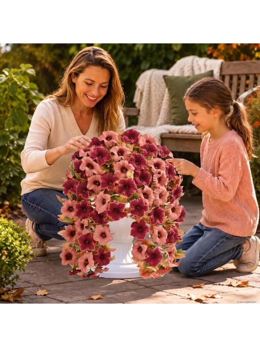 8 Pcs UV Resistant Artificial Mums for Outdoors - Mixed Brown Floral Decor